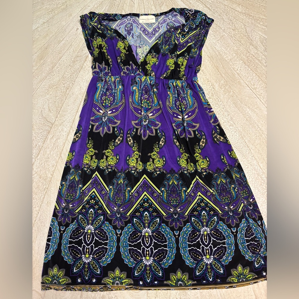 Bobbie Brooks Vibrant Purple and Black Dress